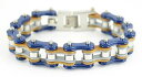 【送料無料】メンズブレスレット ステンレスグレーシルバーバイクチェーンブレスレットmens stainless steel blue grey silver b...