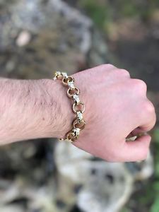 【送料無料】メンズブレスレット　パターンベルチャーブレスレットbrand 18k solid gold plated patterned belcher bracelet