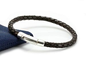 【送料無料】メンズブレスレット　メンズレザーブレスレットブラウンmens leather bracelet925 sterling silver triggergenuine leatherdark brown