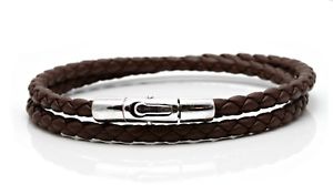 yzYuXbg@ibpU[X^[OVo[uXbg_uNbNbraided nappa leather amp; sterling silver bracelet4mm double wrappedbrown