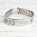 【送料無料】メンズブレスレット パーソナライズステンレススチールメンズブレスレットプレゼントpersonalised engraved stainless st...