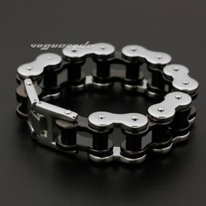 【送料無料】メンズブレスレット バイクチェーントーンステンレスメンズバイカーパンクブレスレットmotorbike chain 2 tone stainless steel mens biker punk bracelet 5s006c