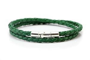 yzYuXbg@YfB[X_uU[mens ladies double wrapped leather braceletgenuine 4mm braided nappagreen