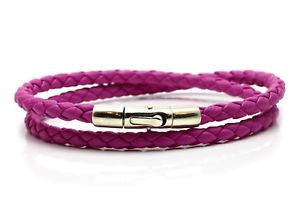 yzYuXbg@ibpU[X^[OVo[uXbg_uNbNsNbraided nappa leather amp; sterling silver bracelet4mm double wrappedcandy pink