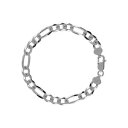 【送料無料】メンズブレスレット スターリングシルバーメンズソリッドフィガロチェーンブレスレット×インチheavy sterling silver mens so...
