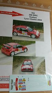【送料無料】模型車　スポーツカー　デカールプジョーラリーリヨンラリーdecals 132 ref 763 peugeot 206 wrc guebey rally lyon charbonnieres 2004 rally