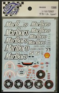 【送料無料】模型車 スポーツカー デカールフェラーリタバコfartefice decals f fm0038 118 ferrari f2007 tobacco hotwheels