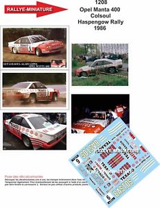 模型車　スポーツカー　デカールオペルマンタラリーラリーdecals 118 ref 1208 opel manta 400 colsoul bastos haspengouw rally 1986 rally