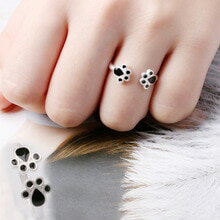 【送料無料】猫 キャット リング リングmeirenpeizi cute cat paw dog claw opening adjustable ring
