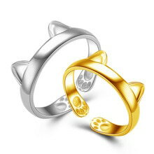 【送料無料】猫　キャット　リング　gemixiシルバーcat earsサムリングgemixi silver plated cat ears thumb rings for women