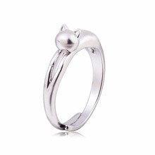 【送料無料】猫　キャット　リング　シルバーリングcute lazy cat lying on top silver rings for women