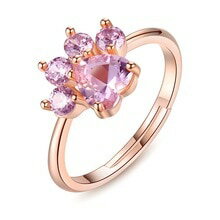 【送料無料】猫 キャット リング ピンククリスタルリングcute cat claw adjustable ring for women pink crystal cz