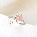 【送料無料】猫 キャット リング サイズピンクadjustable white pink love cat roll up tail size open ring(4)