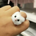 yzL@Lbg@O@ETMcute furry cat animal rings for girl artificial rabbit fur female ring adjustable