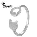 【送料無料】猫 キャット リング シルバーchereda silver plated cat rings for women jewelry beautiful