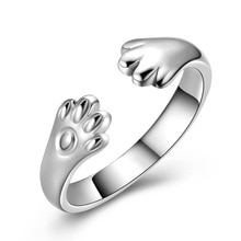 【送料無料】猫 キャット リング シルバーリングhomod cute dog cat paw ring for women silver color claw