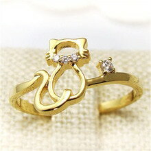 【送料無料】猫 キャット リング wjzbラインwjzb hollow out line cat crystal rings for women color