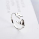 【送料無料】猫　キャット　リング　bigorange925bigorange cat fish open ring 925 silver rings for women