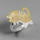 【送料無料】猫　キャット　リング　jinse925スターリングjinse real 925 sterling silver handmade rings for women