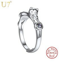 【送料無料】猫　キャット　リング　u7 925スターリングu7 925 sterling silver cat rings for women girls gift her