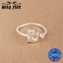 【送料無料】猫 キャット リング シルバーリングborn free silver 925 female rings for women cute cat