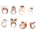 【送料無料】猫 キャット リング ウサギフォックスカフリング1pc rabbit bird cat dog fox 3d cuff rings open adj...