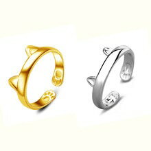 【送料無料】猫　キャット　リング　クリエイティブrefaxi plated creative cat ears opening hand orn..