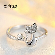 【送料無料】猫　キャット　リング　スターリングシルバーzrhua cute animal rings for women 925 sterling silver