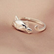 【送料無料】猫　キャット　リング　maxgoodsmaxgoods women silver korea cute little cat adjustable ring(4)