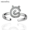 【送料無料】猫 キャット リング nbsameng 2019 silver plated cat cute rings for women