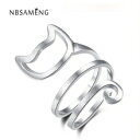 【送料無料】猫 キャット リング マットラップシルバーnbsameng silver around cartoon cat animal matte wrap ...