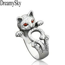 【送料無料】猫 キャット リング キャットdreamysky 925スターリングdreamysky 925 sterling silver red eyes cat rings for women