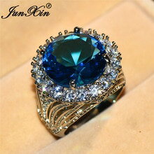 【送料無料】猫 キャット リング 925junxinジルコンczjunxin mystic aqua blue zircon round big rings for women 925 silver filled large stone wedding ring female