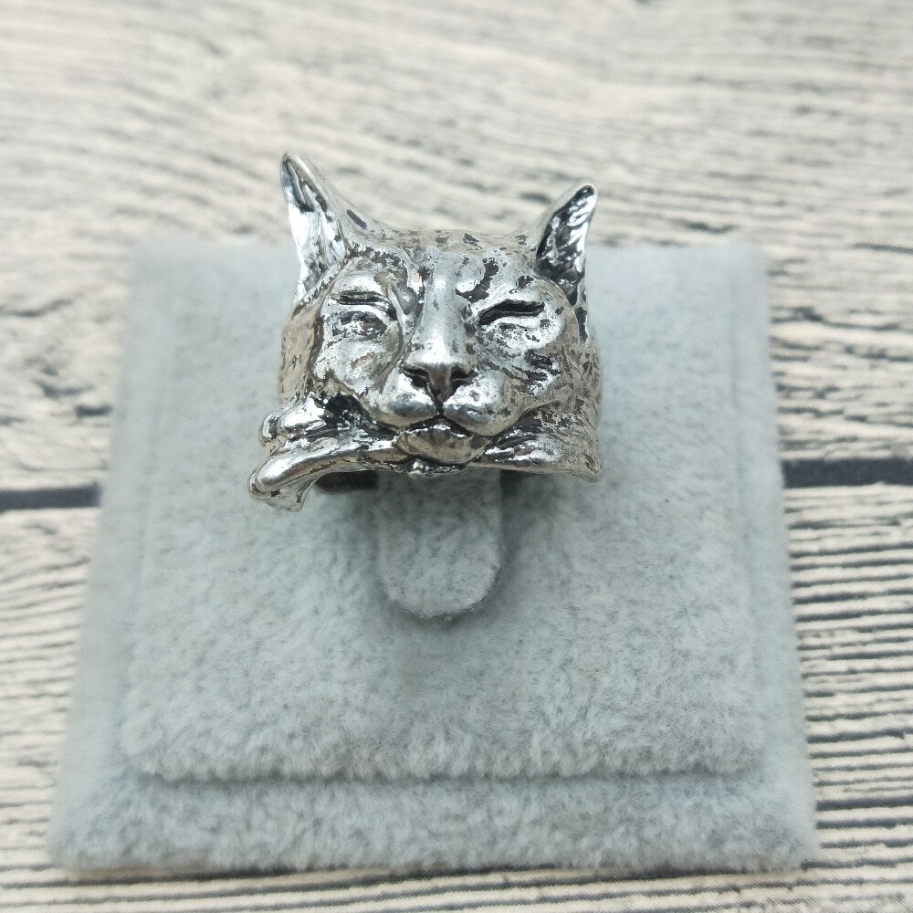 【送料無料】猫　キャット　リング　エルフィンビンテージレトロクラシックelfin vintage retro classic adjustable sleeping rings women