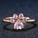 【送料無料】猫 キャット リング ピンククリスタルリングcuteeco cute pink crystal cz bear paw cat rings for women