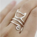 【送料無料】猫 キャット リング デザインスターリングシルバーリングdesign 925 sterling silver cute cat ring for women