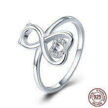 【送料無料】猫 キャット リング dcm 925スターリングベルdcm 925 sterling silver love cat with heart rings for women