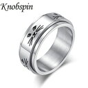 【送料無料】猫 キャット リング knobspin 8mmステンレスベルknobspin 8mm spinner stainless steel rings for women men(4)
