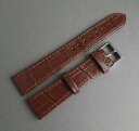 yzrv@re[WjEHb`Xgbvbrown leather crocodile grain 18mm watch strap for vintage or modern watch