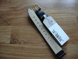 【送料無料】腕時計　メンズヒルシュブランビーカーフブラックウォッチストラップゴールドトーンバックル