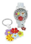 【送料無料】腕時計　デザインキッズクオーツアナログウォッチキーリングセットtime design kids children quartz analogue floral watch key ring set gift present