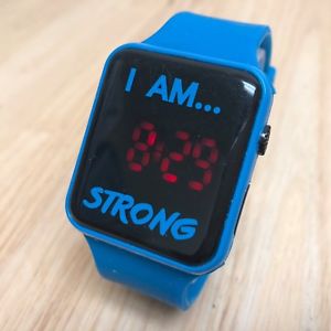 【送料無料】腕時計 モダンバッテリーi am strong blue rectangle men modern red led quartz watch hour~date~ battery 【送料無料】腕時計 モダンバッテリーi am strong blue rectangle men modern red led quartz watch hour~date~ battery