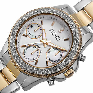 【送料無料】腕時計　シュタイナータイムゾーンクリスタルベゼルブレスレットwomens august steiner as8100ttg two time zone date crystal bezel bracelet watch