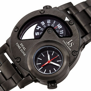 【送料無料】腕時計　メンズジョシュアデュアルタイムステンレススチールブレスレットmens joshua amp; sons jx143 multifunction dual time stainless steel bracelet watch