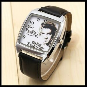 【送料無料】腕時計　ブレスレットエルビスプレスリーmontre quartz neuve bracelet cuir watch elvis presley ref 2