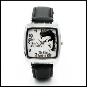 【送料無料】腕時計　ブレスレットエルビスプレスリーmontre quartz neuve bracelet cuir watch elvis presley ref 2