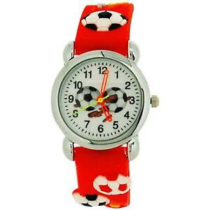 【送料無料】腕時計 relda childrens boys 3d soccer football red silicone strap watch rel46