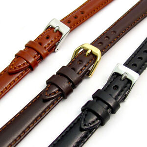【送料無料】腕時計 ナッパレザーウォッチストラップレディースパッドladies polished padded nappa leather watch strap 10mm 12mm 14mm 3 colours c018