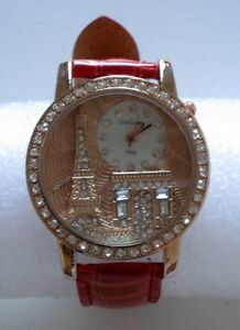 【送料無料】腕時計　モニュメントパリジャンラインストーンmontre fantaisie femme ou adolescente cadran dcor monuments parisiens amp; strass