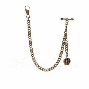 【送料無料】腕時計　ブロンズカラーアルバートクラウンポケットウォッチフォブチェーン